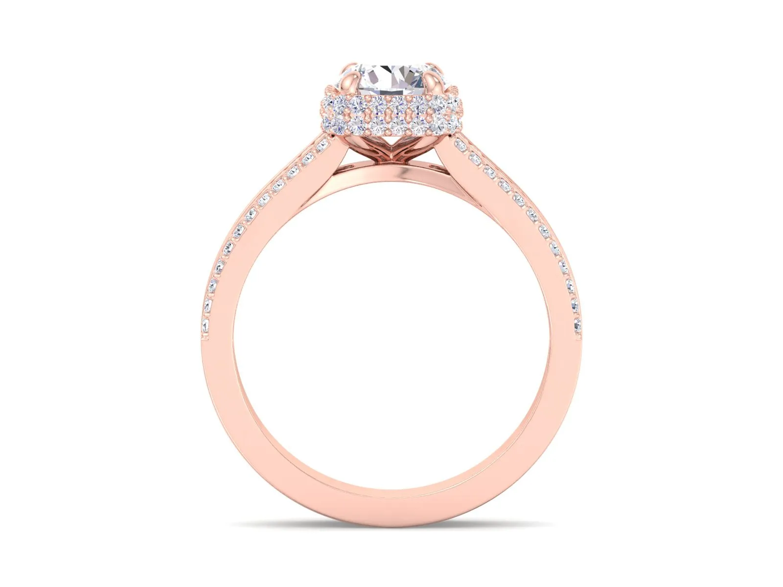 1.00Ct Round Moissanite diamond engagement ring, Round And Baguette Cut Moissanite Engagement Ring
