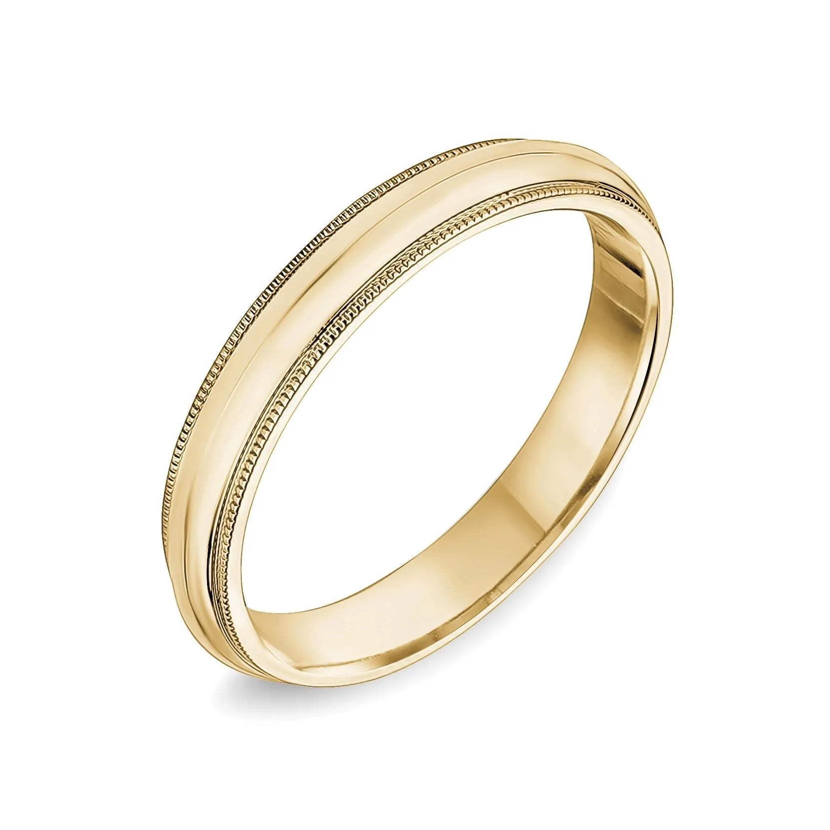 18K High Polished Center with Milgrain Edge Wedding Band