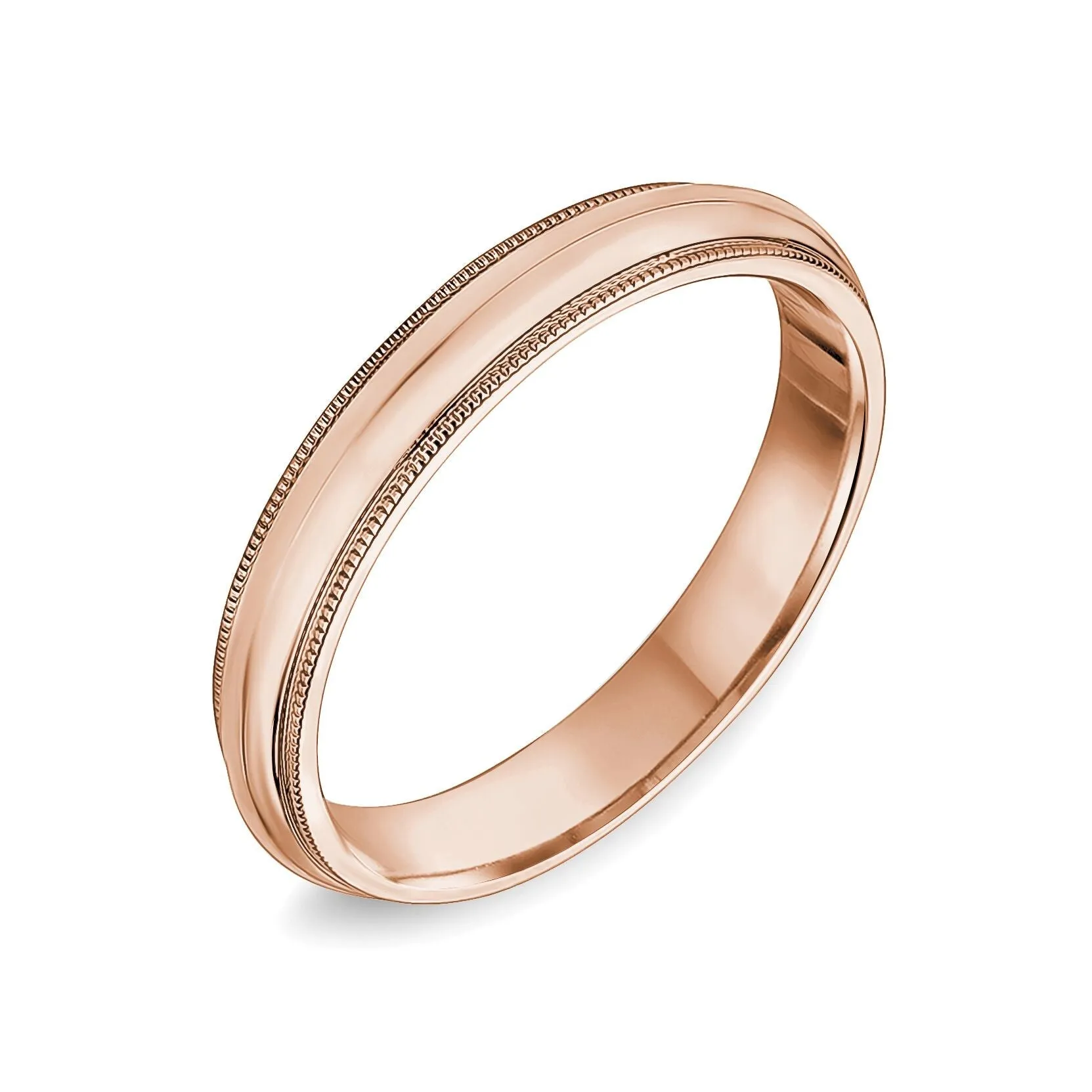 18K High Polished Center with Milgrain Edge Wedding Band