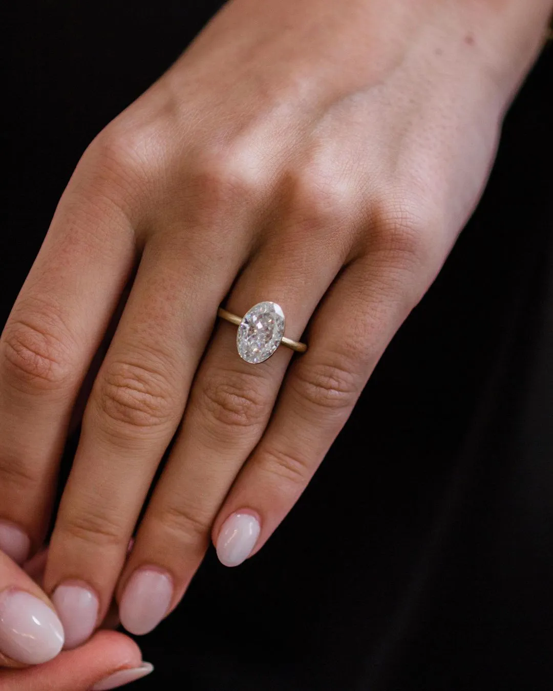 Oval Cut Moissanite Solitaire Engagement Ring, Oval Bezel Solitaire Wedding Ring