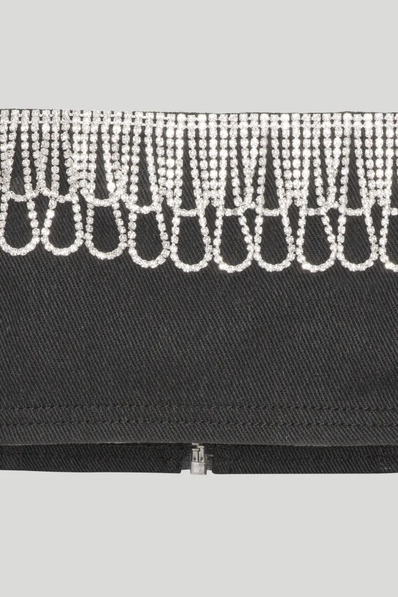 Rotate - Black Twill Bandeau Top with Stylish Design