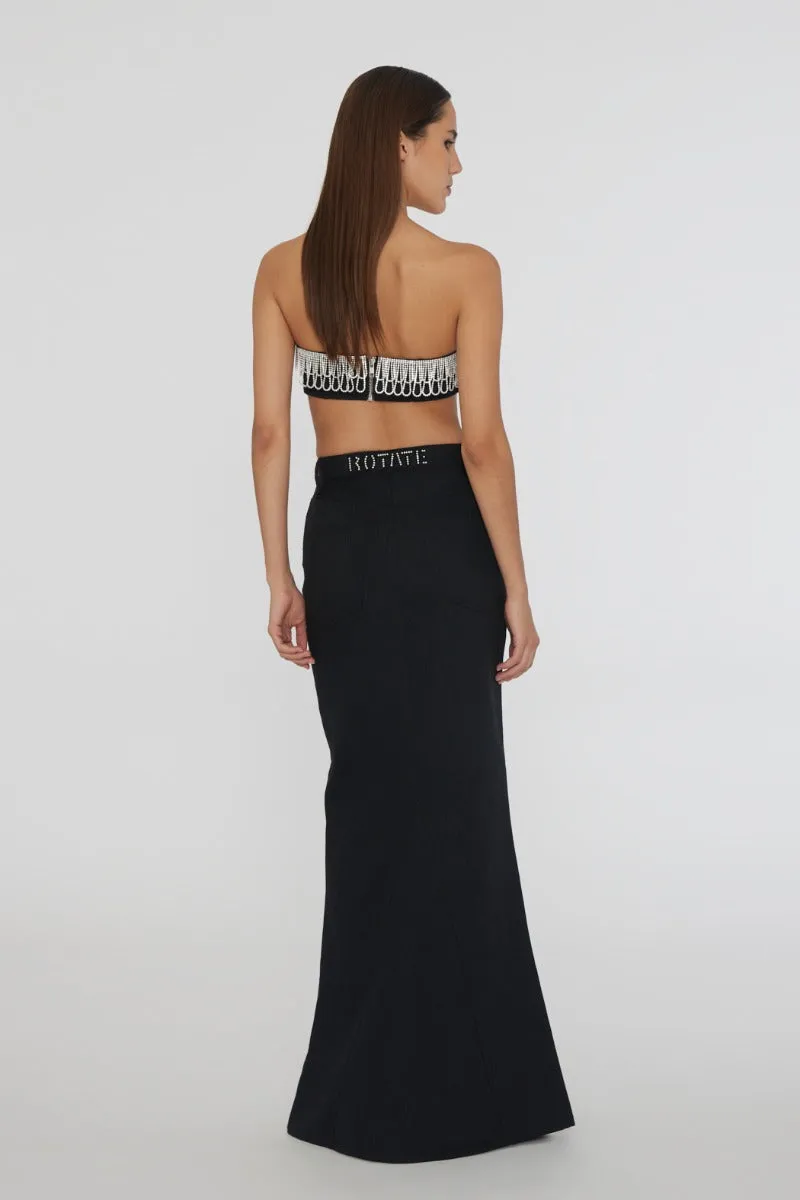 Rotate - Black Twill Bandeau Top with Stylish Design