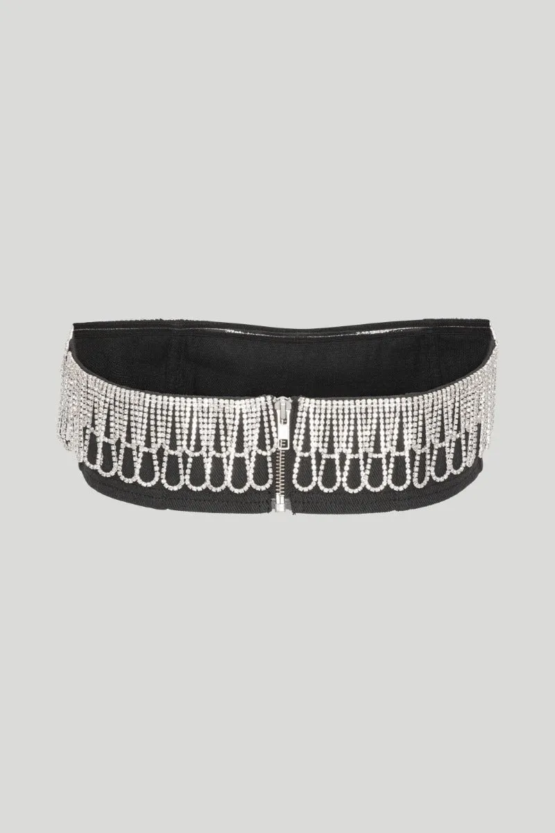 Rotate - Black Twill Bandeau Top with Stylish Design