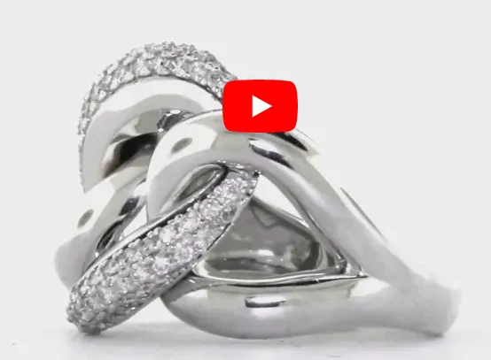 Triple Interlocked Circle Diamond Ring 0.60 ct tw Round-cut 14K White Gold DIR008