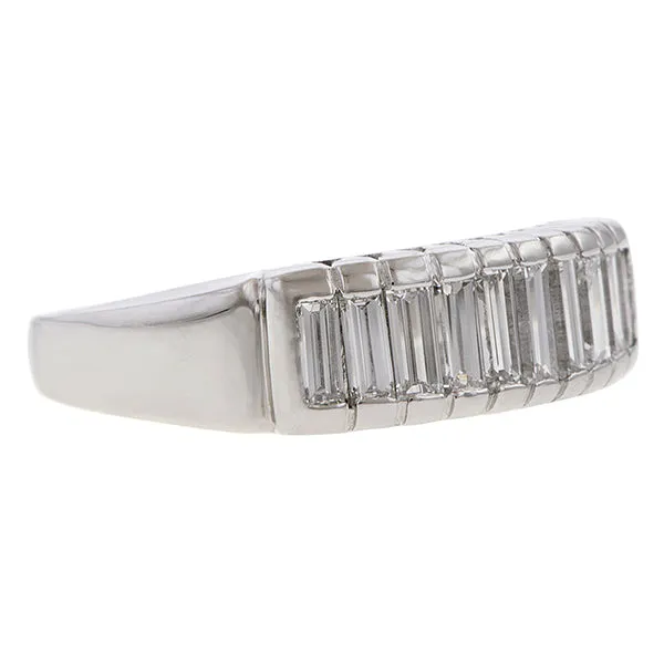 Vintage Baguette Cut Diamond Wedding Band