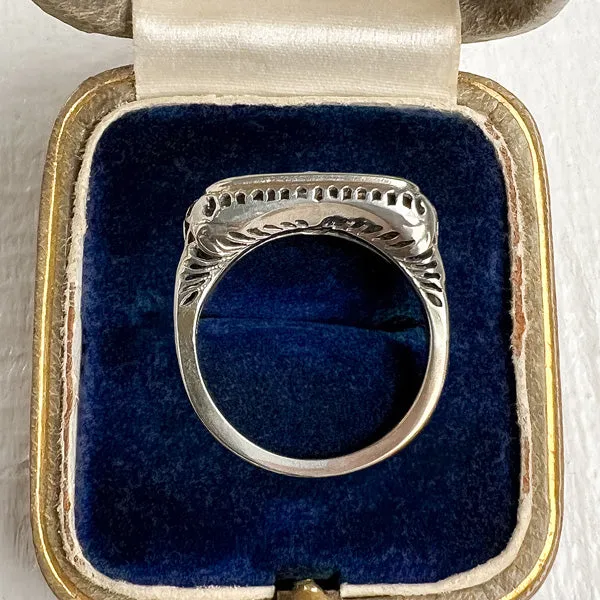 Vintage Filigree Diamond Three Stone Engagement Ring, TRB 0.15ct.