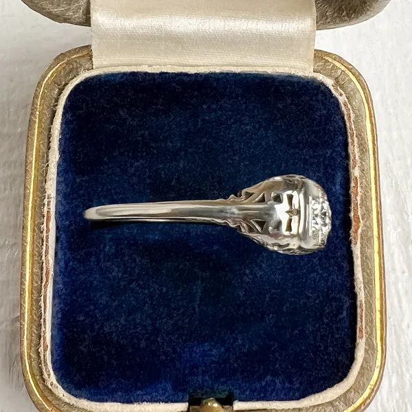 Vintage Filigree Diamond Three Stone Engagement Ring, TRB 0.15ct.
